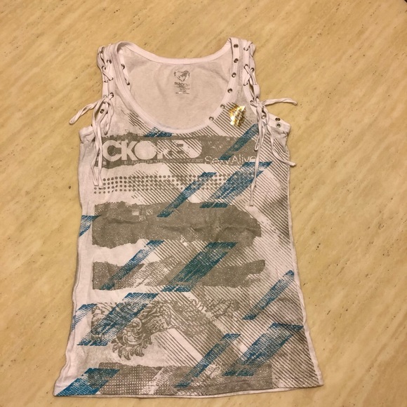 New EckoRed White Logo Printed Tank Top S - Picture 1 of 5